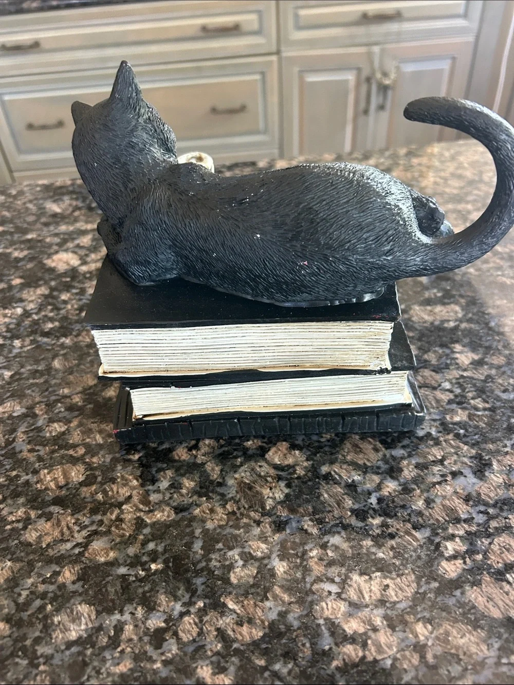 ASHLAND BLACK CAT SITTING ON MAGICAL BOOKS , CANDLE AND A SCROLL NWT